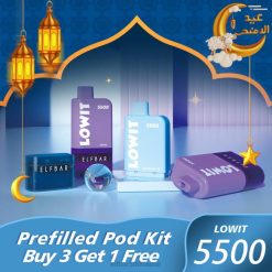 Elf Bar Puffs 0LVT359 | mustikajää ELFBAR LOWIT 5500 eeltäidetud kaunakomplekt